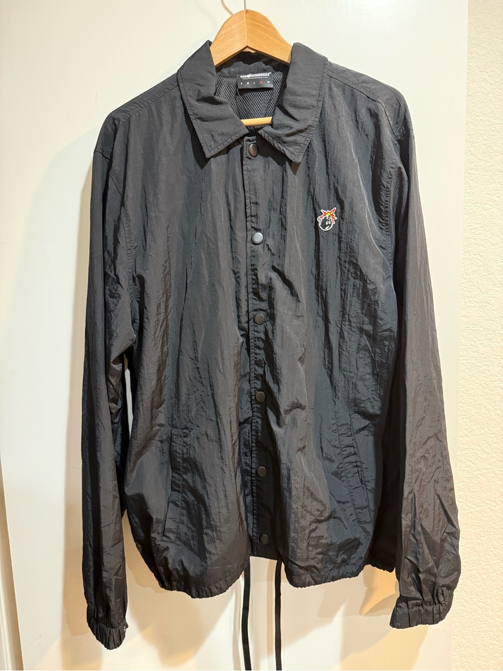 The Hundreds Crinkled Nylon Coaches Jacket Size XL Black